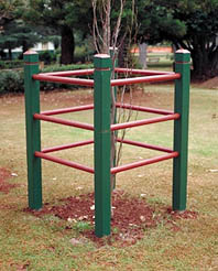 ‘Heritage’ timber tree surround with pipe rails